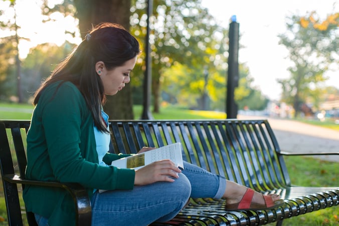 Girl on Bench Reading