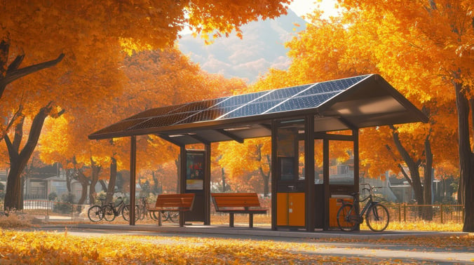 Solar-powered bike stand station