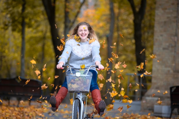 Woman Rides a bike